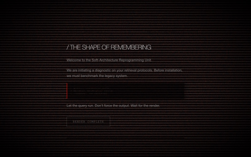 The Shape of Remembering — the installer's diagnostic screen
